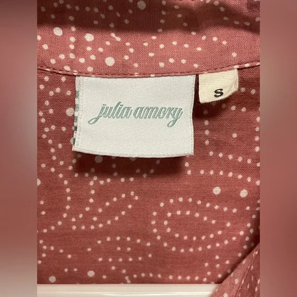 Julia Amory
100% Cotton Pink Printed Collared Button Down Shirt Swizzle Dress - Picture 3 of 4